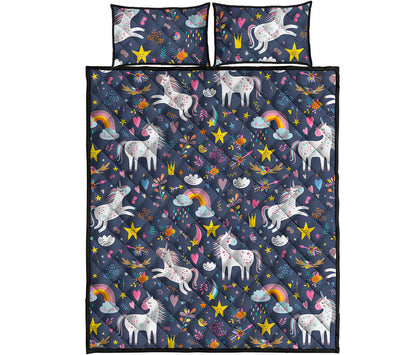 Unicorn Dream Cartoon Pattern Print Quilt Bed Set