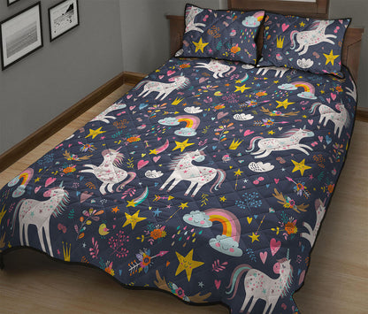 Unicorn Dream Cartoon Pattern Print Quilt Bed Set