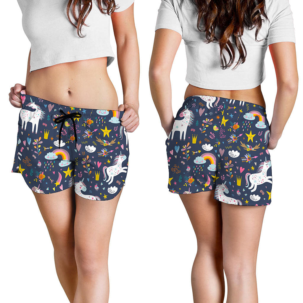Unicorn Dream Cartoon Pattern Print Women's Shorts