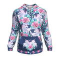 Unicorn Fairy Roses Blue Pattern Print Pullover Hoodie