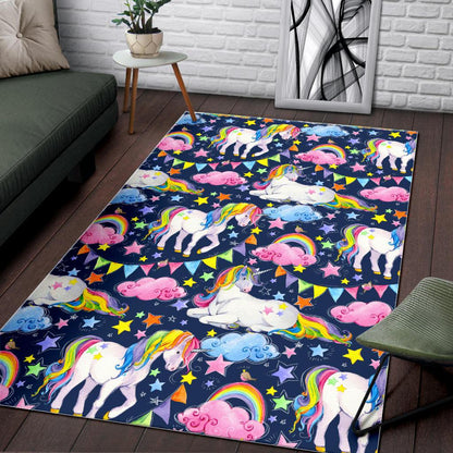Unicorn Night Festival Pattern Print Area Rug GearFrost