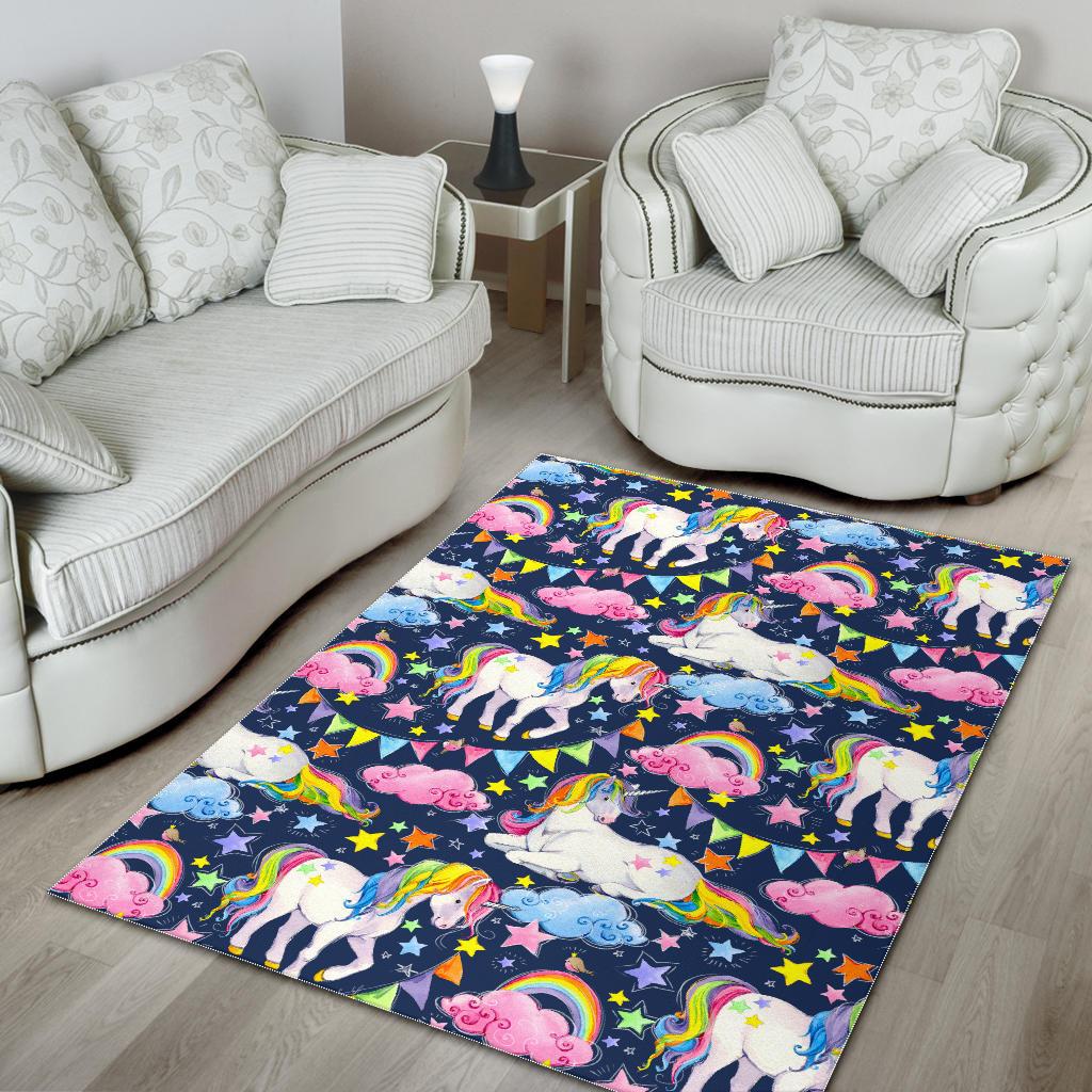 Unicorn Night Festival Pattern Print Area Rug GearFrost