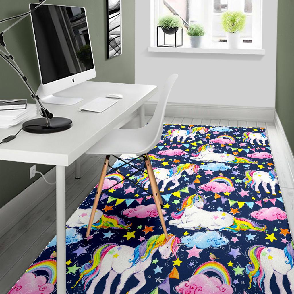 Unicorn Night Festival Pattern Print Area Rug GearFrost