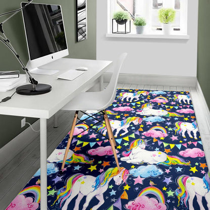 Unicorn Night Festival Pattern Print Area Rug GearFrost