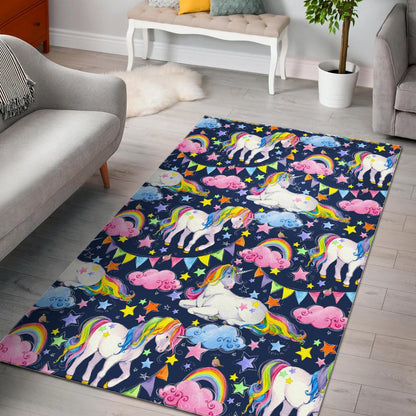 Unicorn Night Festival Pattern Print Area Rug GearFrost