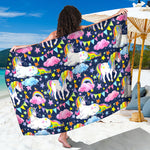 Unicorn Night Festival Pattern Print Beach Sarong Wrap