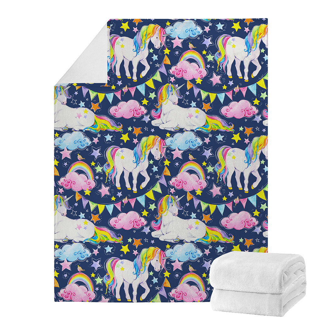 Unicorn Night Festival Pattern Print Blanket