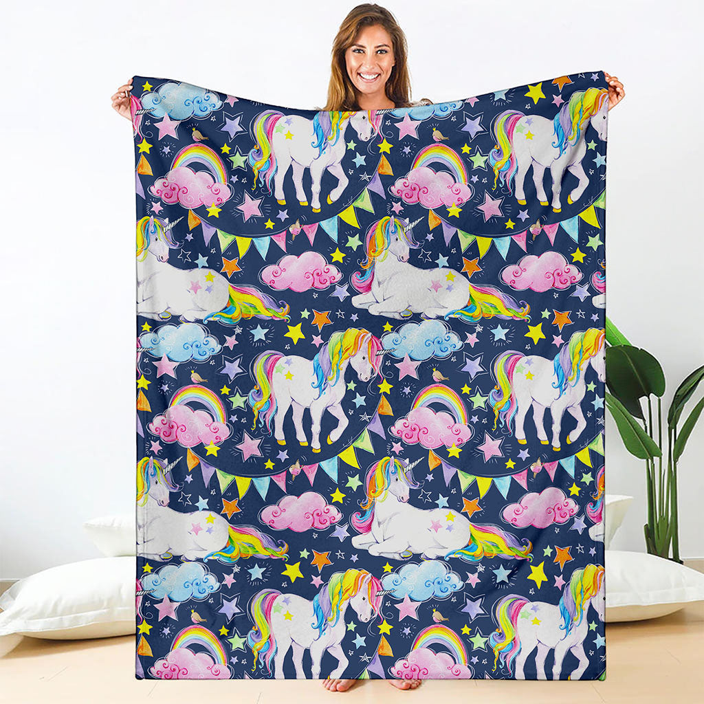 Unicorn Night Festival Pattern Print Blanket