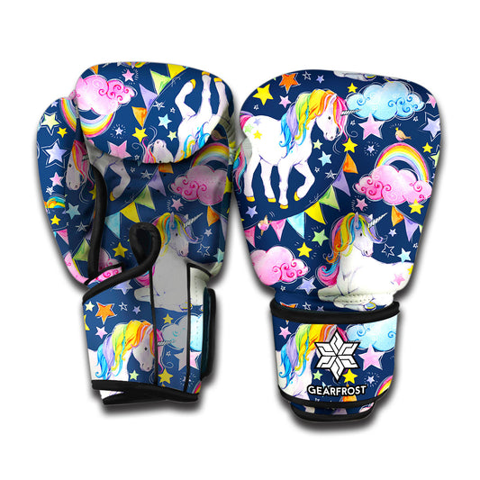 Unicorn Night Festival Pattern Print Boxing Gloves
