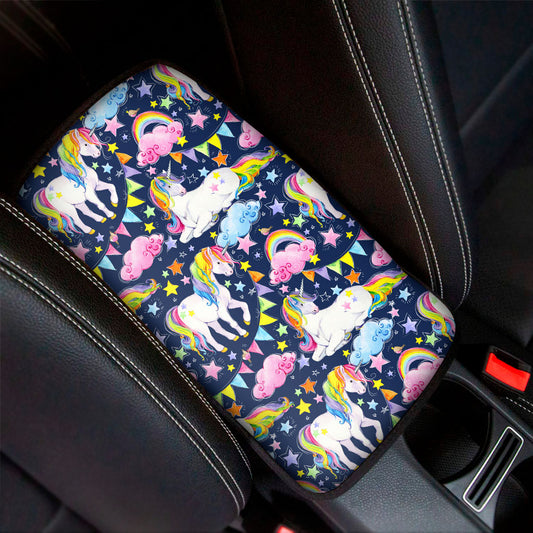 Unicorn Night Festival Pattern Print Car Center Console Cover