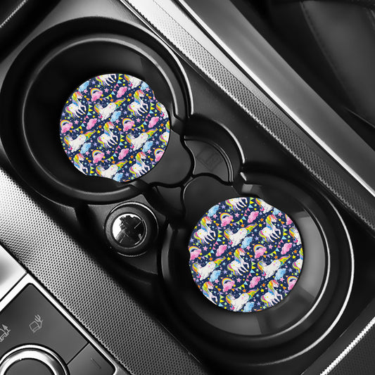 Unicorn Night Festival Pattern Print Car Coasters