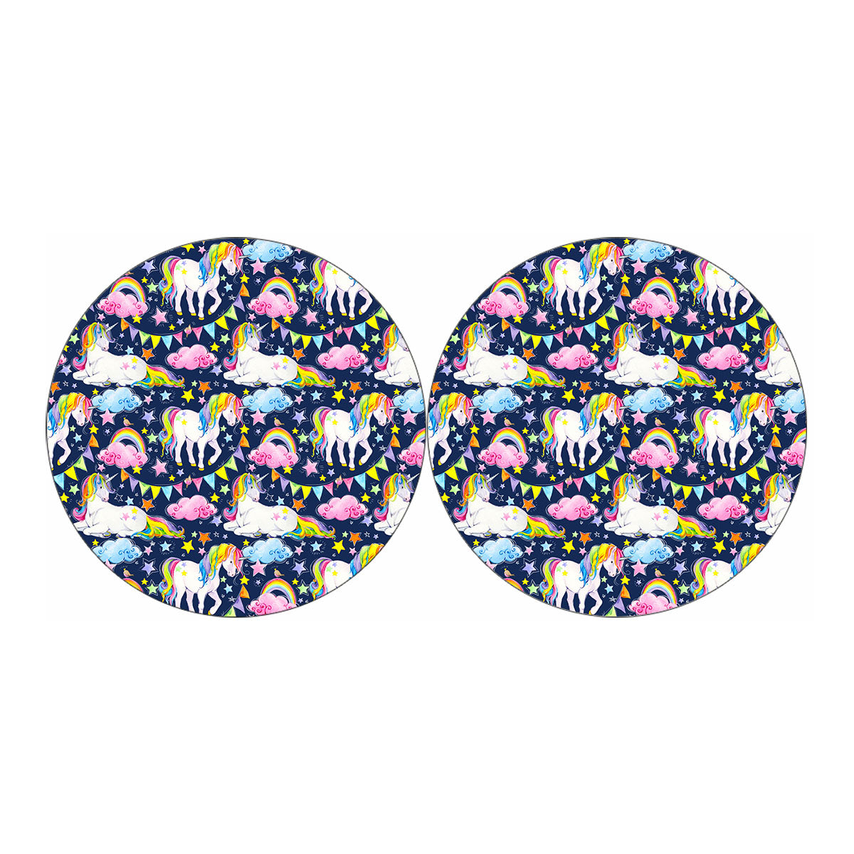 Unicorn Night Festival Pattern Print Car Coasters