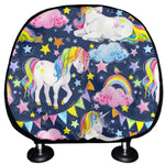 Unicorn Night Festival Pattern Print Car Headrest Covers