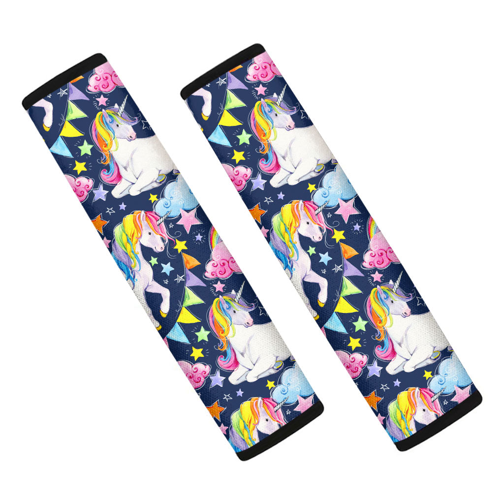 Unicorn Night Festival Pattern Print Car Seat Belt Covers