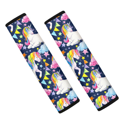 Unicorn Night Festival Pattern Print Car Seat Belt Covers
