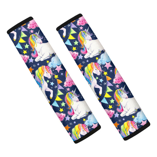 Unicorn Night Festival Pattern Print Car Seat Belt Covers