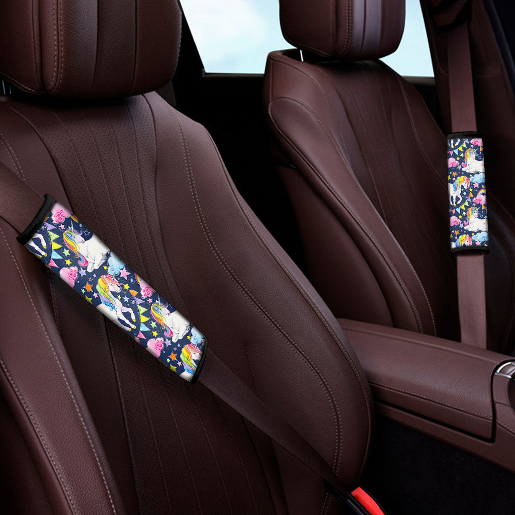 Unicorn Night Festival Pattern Print Car Seat Belt Covers