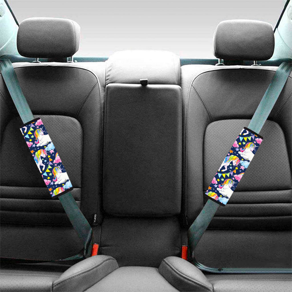 Unicorn Night Festival Pattern Print Car Seat Belt Covers