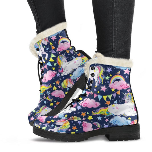 Unicorn Night Festival Pattern Print Comfy Boots GearFrost