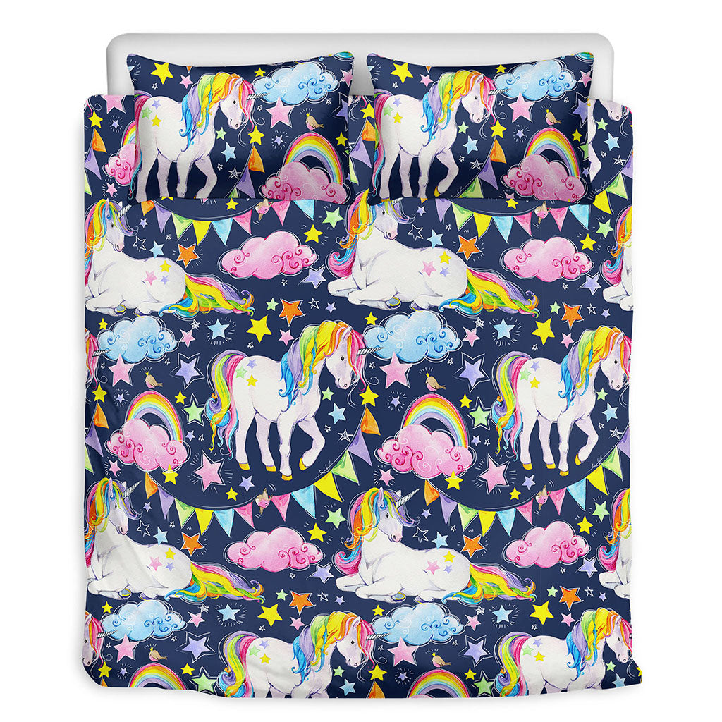 Unicorn Night Festival Pattern Print Duvet Cover Bedding Set