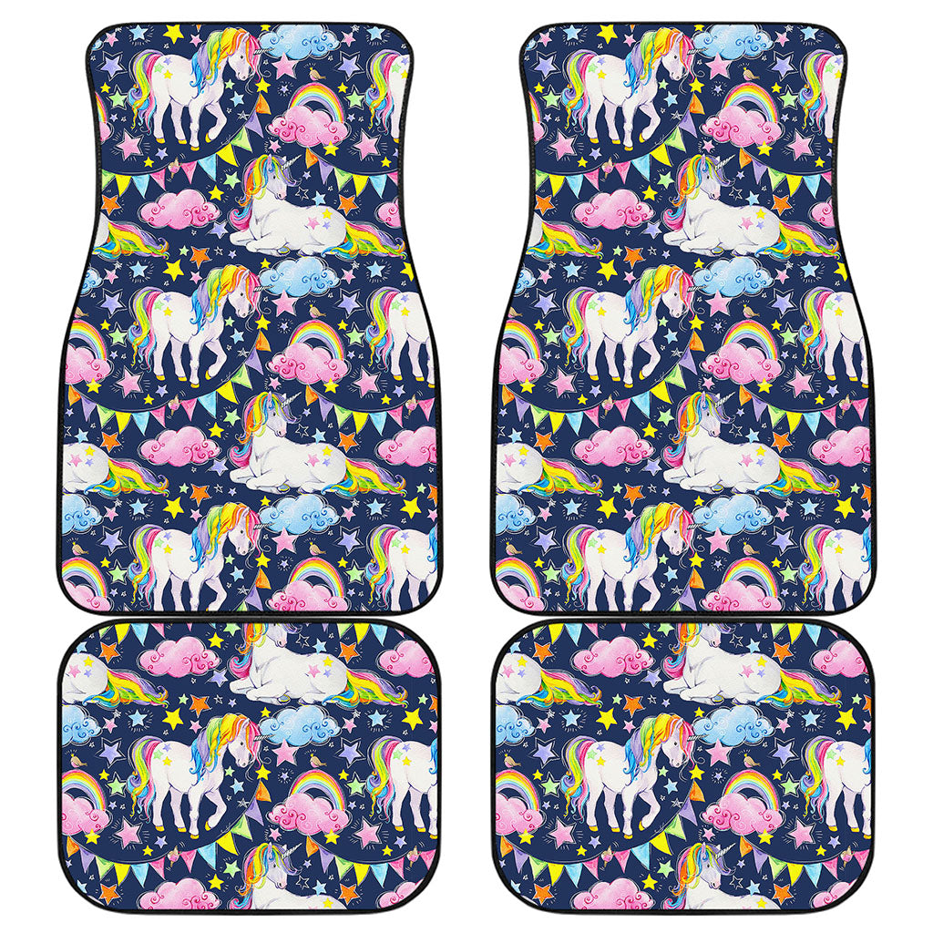 Unicorn Night Festival Pattern Print Front and Back Car Floor Mats