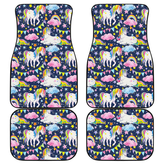 Unicorn Night Festival Pattern Print Front and Back Car Floor Mats