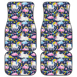 Unicorn Night Festival Pattern Print Front and Back Car Floor Mats