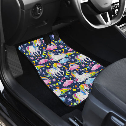 Unicorn Night Festival Pattern Print Front and Back Car Floor Mats