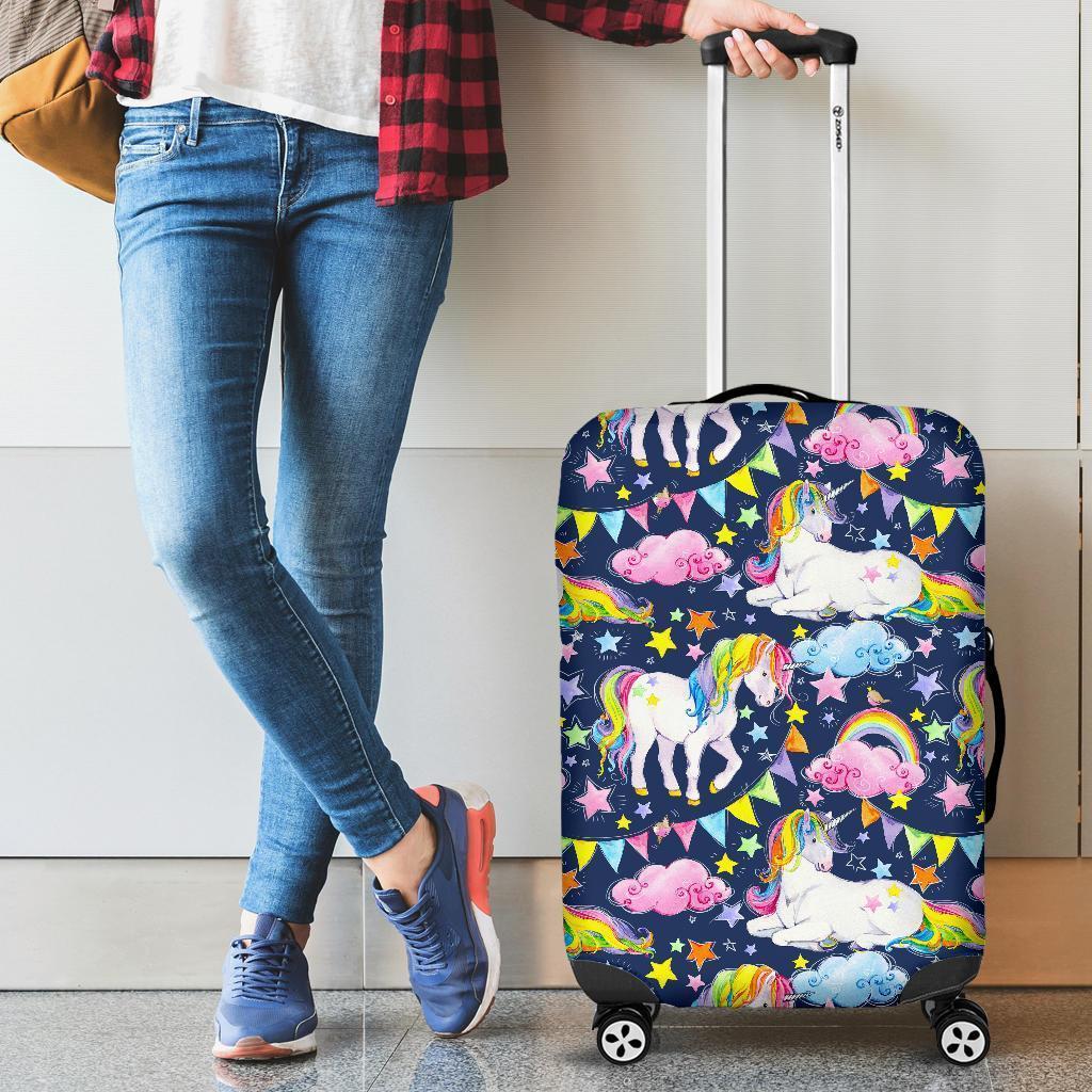 Unicorn Night Festival Pattern Print Luggage Cover GearFrost