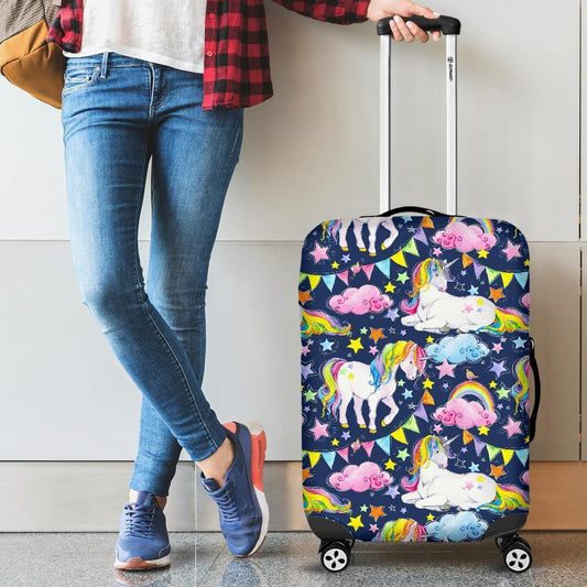 Unicorn Night Festival Pattern Print Luggage Cover GearFrost