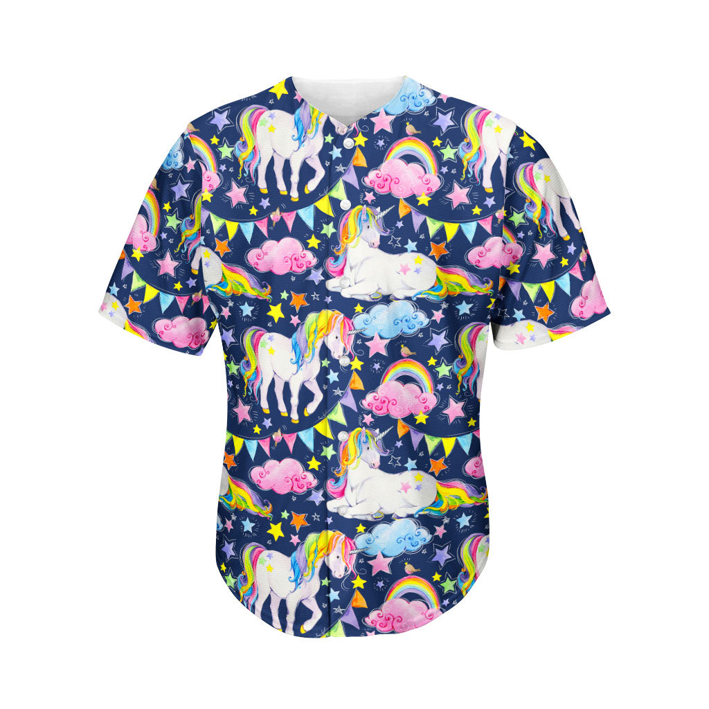 Unicorn Night Festival Pattern Print Men's Baseball Jersey