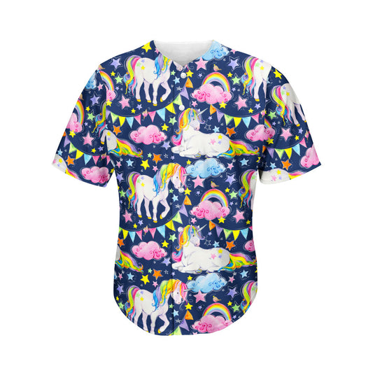 Unicorn Night Festival Pattern Print Men's Baseball Jersey