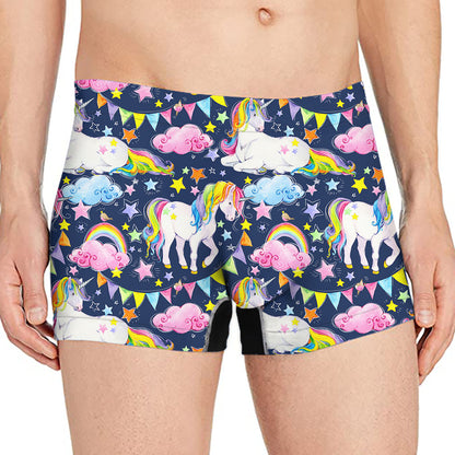 Unicorn Night Festival Pattern Print Men's Boxer Briefs