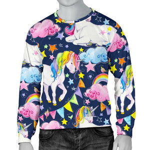 Unicorn Night Festival Pattern Print Men's Crewneck Sweatshirt GearFrost