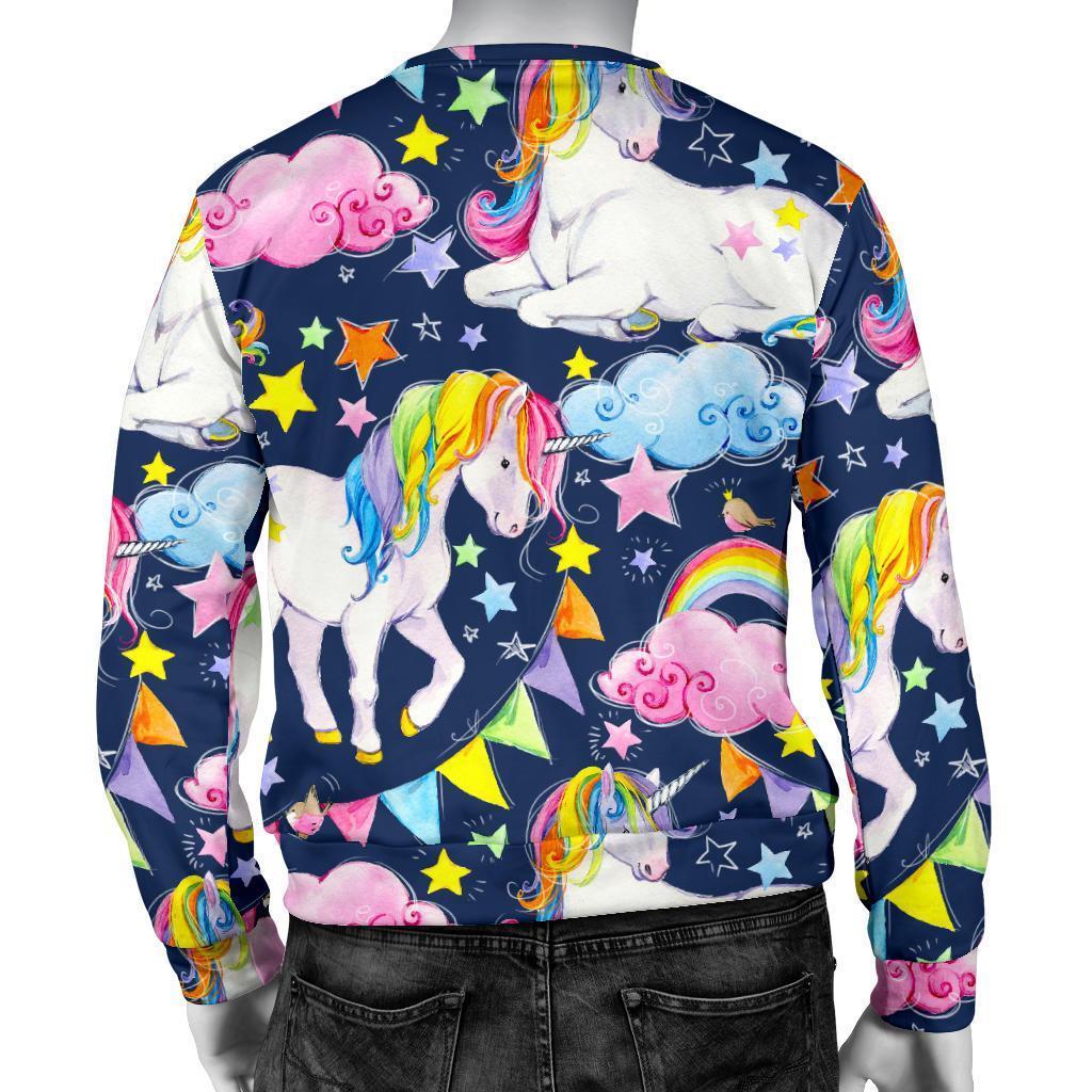 Unicorn Night Festival Pattern Print Men's Crewneck Sweatshirt GearFrost