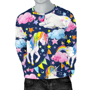 Unicorn Night Festival Pattern Print Men's Crewneck Sweatshirt GearFrost