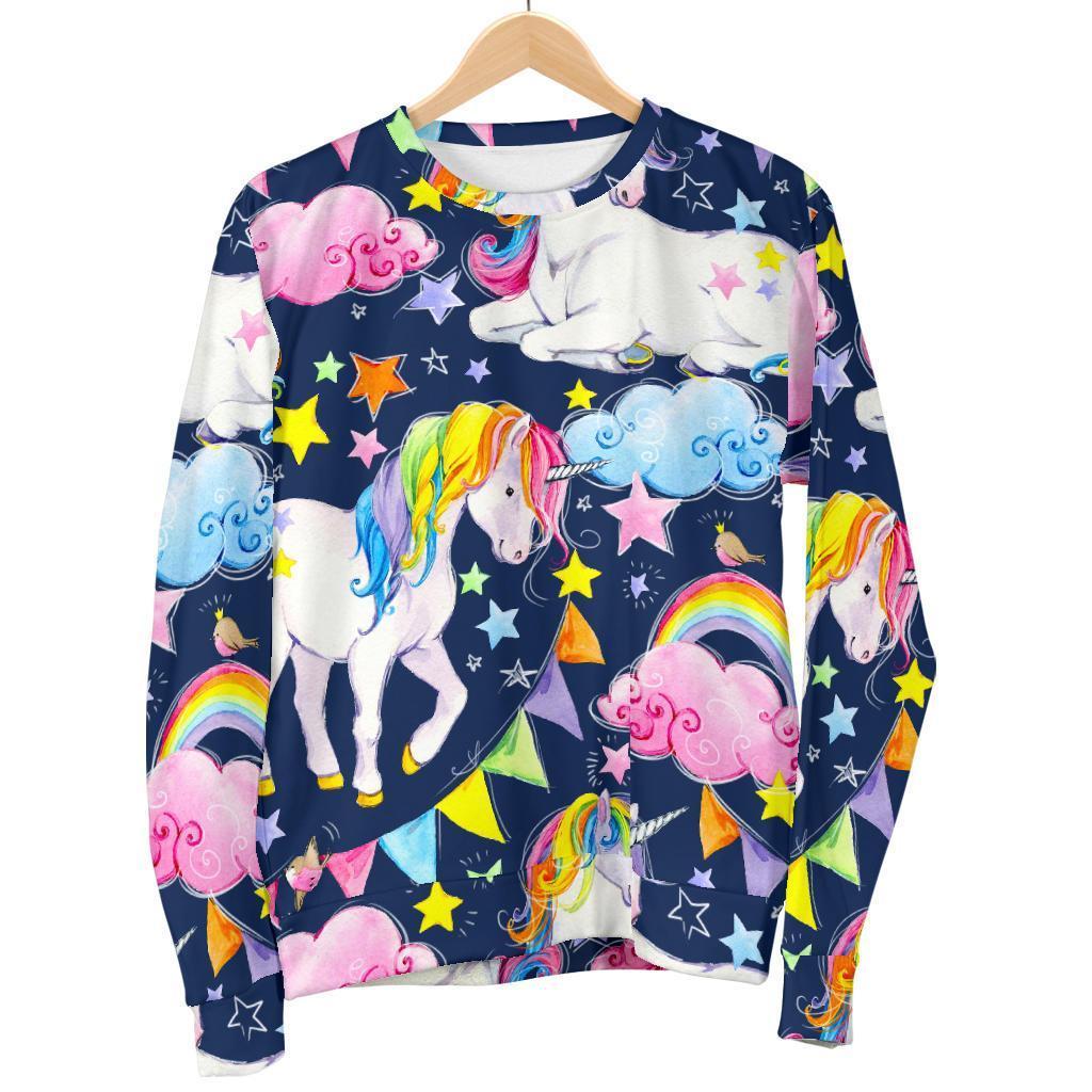 Unicorn Night Festival Pattern Print Men's Crewneck Sweatshirt GearFrost