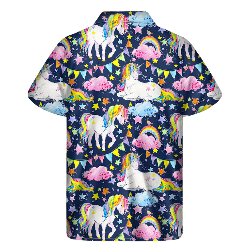 Unicorn Night Festival Pattern Print Men's Short Sleeve Shirt