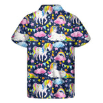 Unicorn Night Festival Pattern Print Men's Short Sleeve Shirt