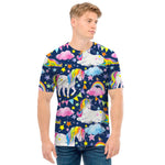 Unicorn Night Festival Pattern Print Men's T-Shirt
