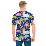 Unicorn Night Festival Pattern Print Men's T-Shirt