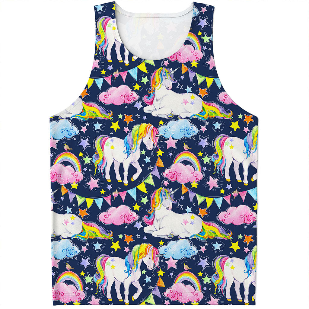 Unicorn Night Festival Pattern Print Men's Tank Top