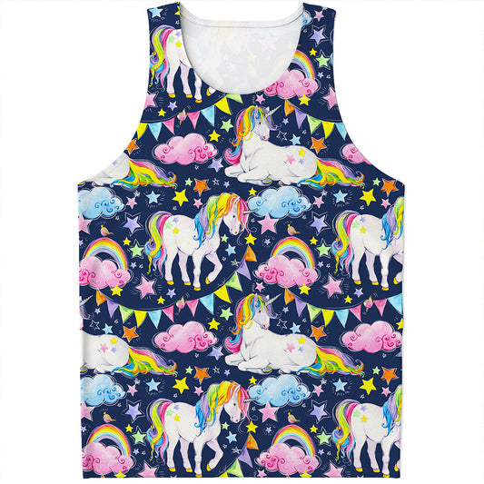 Unicorn Night Festival Pattern Print Men's Tank Top
