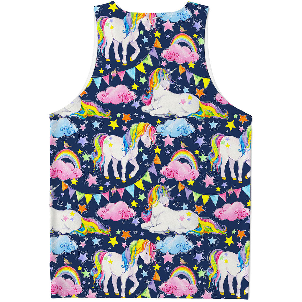 Unicorn Night Festival Pattern Print Men's Tank Top