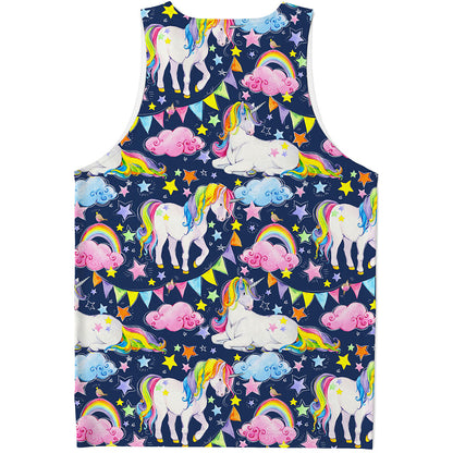 Unicorn Night Festival Pattern Print Men's Tank Top