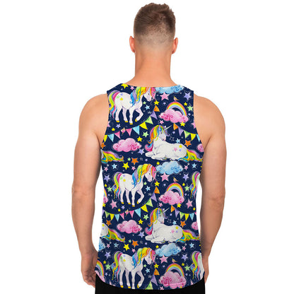 Unicorn Night Festival Pattern Print Men's Tank Top