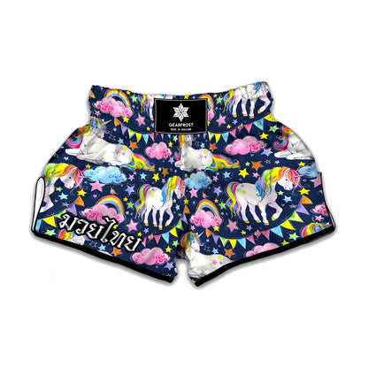 Unicorn Night Festival Pattern Print Muay Thai Boxing Shorts