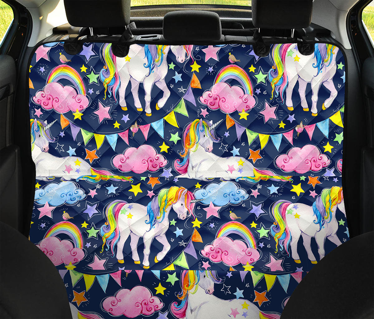 Unicorn Night Festival Pattern Print Pet Car Back Seat Cover