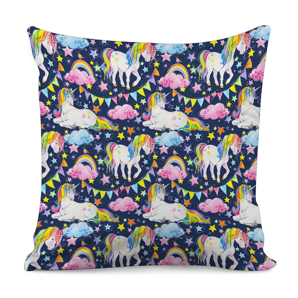 Unicorn Night Festival Pattern Print Pillow Cover