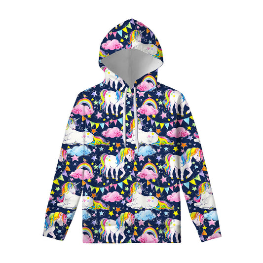 Unicorn Night Festival Pattern Print Pullover Hoodie